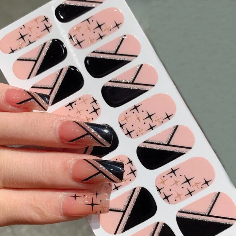 16 punte francese copertura completa involucri per unghie adesivo stampa sulle unghie donne salone adesivi per unghie fai da te decalcomanie nail manicure arte unghie finte