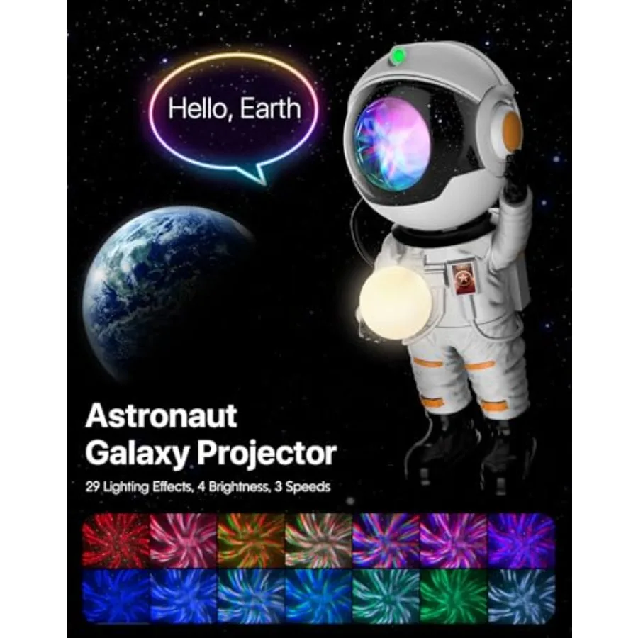 Astronaut Galaxy Star Projector Night Light Projector for 29 Lighting Effects, Night Light Mode, Magnetic Head, Remote Control,