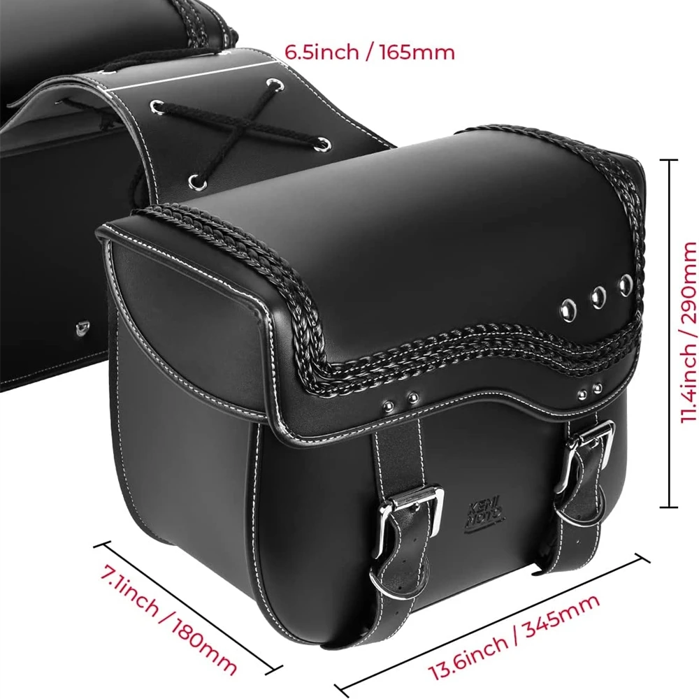 KEMiMOTO Motorcycle Saddlebags Synthetic Leather Side Bags 30L Waterproof Saddle Bags for Sportster Softail Dyna V-star Shadow