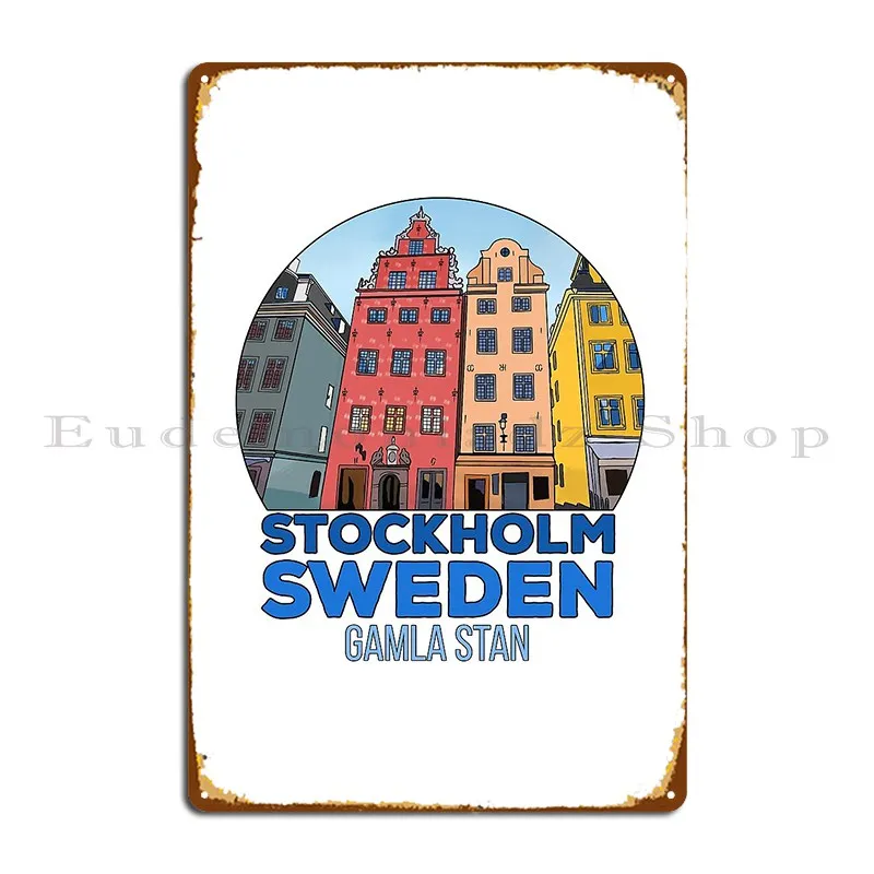 Gamla Stan Stockholm Sweden Metal Plaque Poster Design Rusty Designing Kitchen Wall Decor Tin Sign Poster