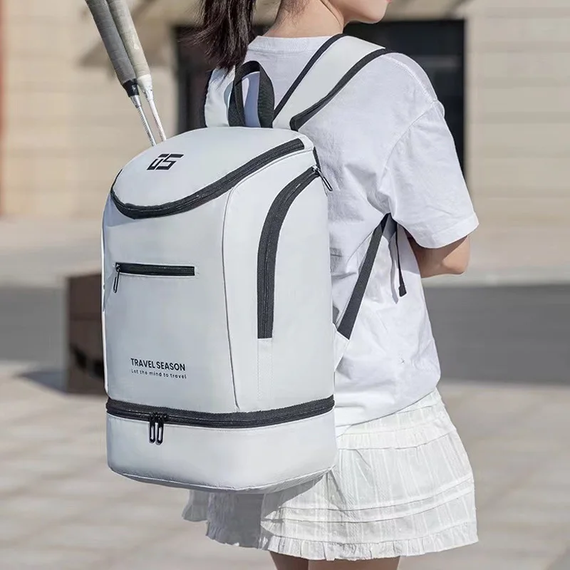 Badminton Tennis Racket Backpack with Shoe Pocket, Multifunctional Gym Laptop School Travel Training Bag