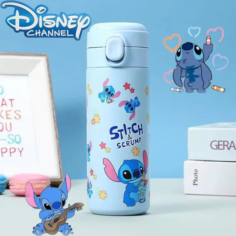 

420ml Disney Anime Lilo & Stitch Thermos Cartoon Pattern Cup Cute Stitch Student Stainless Steel Kettle Portable Travel Supplies