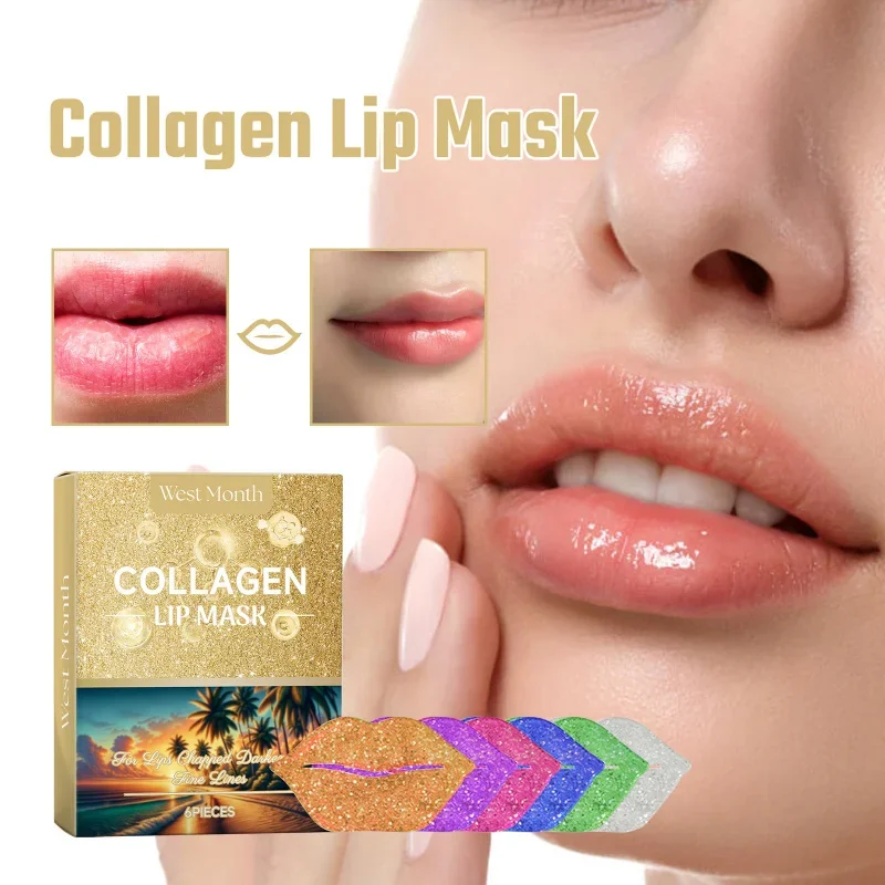 

Collagen Lip Mask - 6 Pieces, Hydrating with Hyaluronic Acid, Reduces Lip Lines, Strawberry Extract, Overnight Repair
