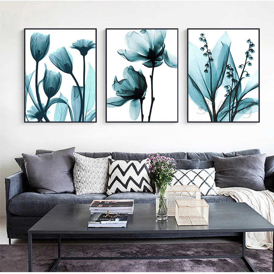 3 Piece Set Diamond Mosaic Flowers Paintings Diy Full Square Round Rhinestone Embroidery Sale Blue Floral Triptych Kits AA4504