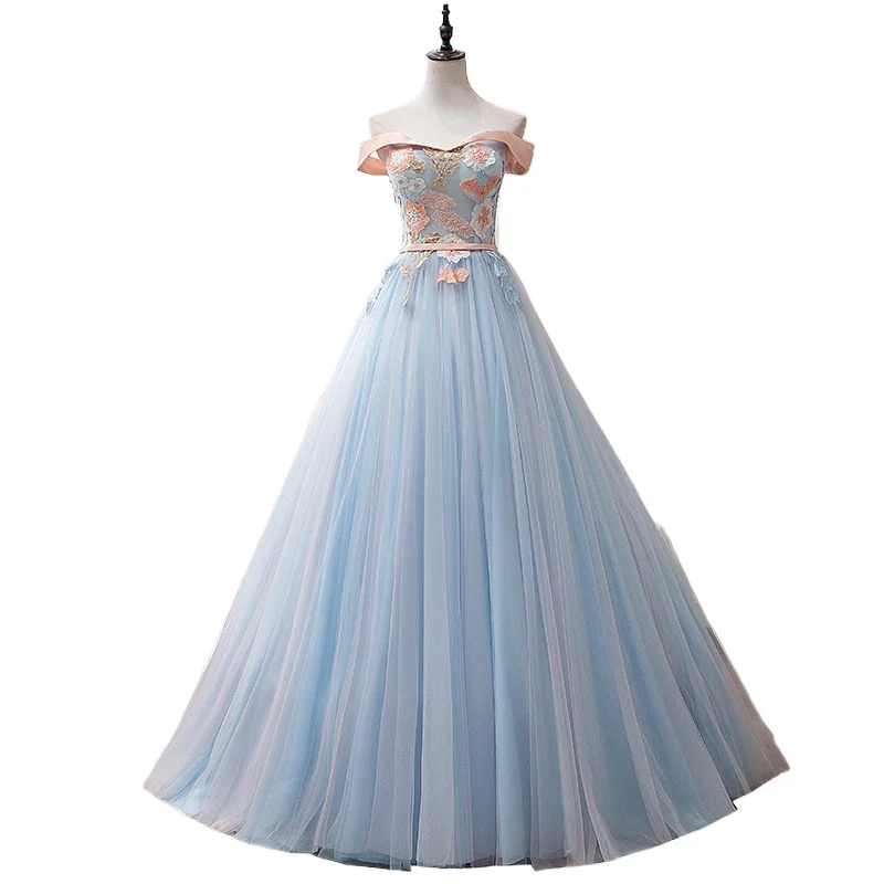 2025 novo um ombro piano longo palco solo desempenho vestido de fio colorido anfitrião arte exame estúdio flor vestido pong vestido