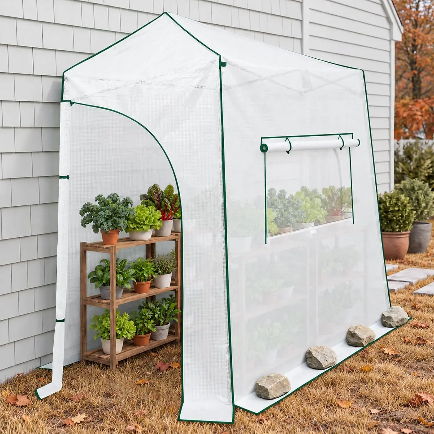 9x4 Pop-Up Greenhouse with Easy Setup, Lean-To Style, Clear and White