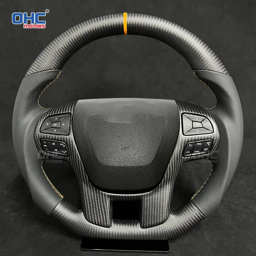 

OHC Motors Customized 100% Real Genuine Carbon Fiber Racing Car Modified Steering Wheel Fit for Ford Raptor