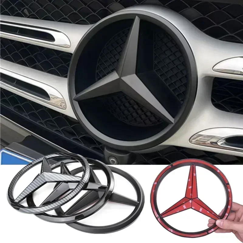 2025 For Mercedes-Benz 1Pcs ABS Car Front Grille Badge Decal Cover Emblem for Mercedes Benz W204 W205 W210 W211 W212 W213 C E Cl