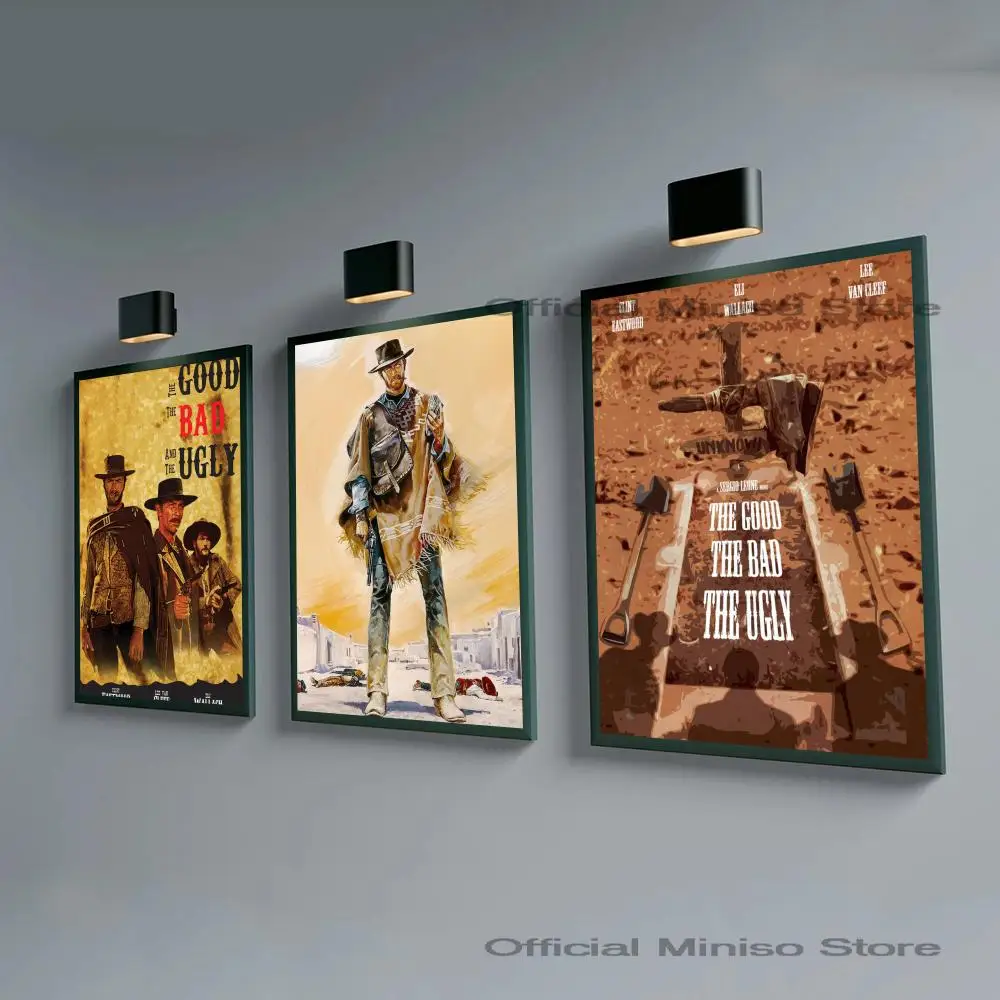 1pc Vintage The Good The Bad And The Ugly Poster Self-adhesive Art Waterproof Paper Sticker Coffee House Bar Room Wall Decor