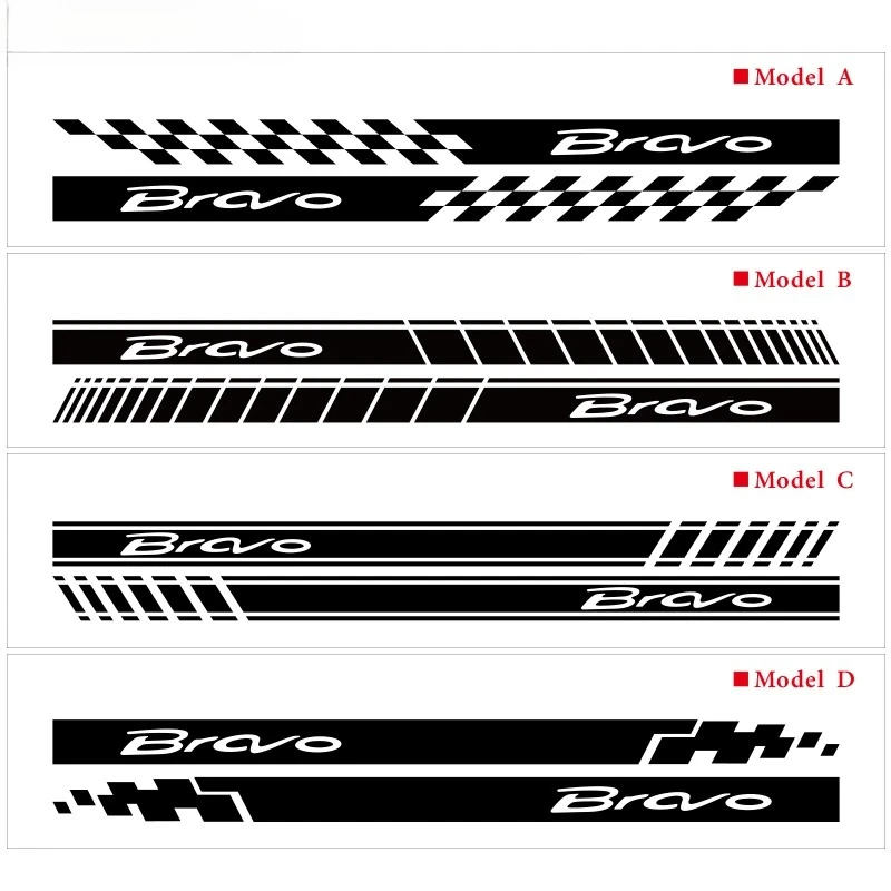 

2pcs Car Stickers For Fiat Bravo Auto Body Door Side Skirt Vinyl Decals Racing Sport Stripes DIY Accessories