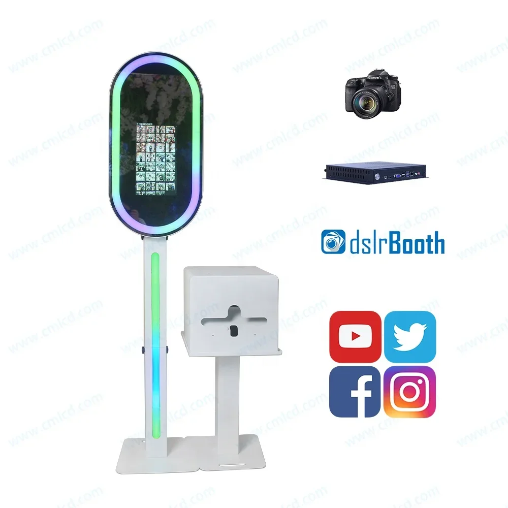 Photo Booth Machine Touch Screen Mirror Photobooth Machine with Printer and Camera Selfie Magic Mirror Photo Booth for Sale