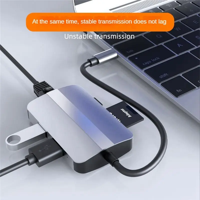 

lucky Type C USB HUB Dock Station Splitter USB-C To USB HUB USB3.0 USB2.0 RJ45 SD TF Card Reader for Laptop