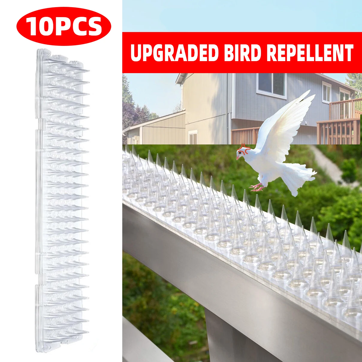 

10Pcs Plastic Bird Repeller Spikes Fence Wall Cat Anti Pigeon Spikes Anti-bird Outdoor Squirrel Garden Fences Animal Repellent