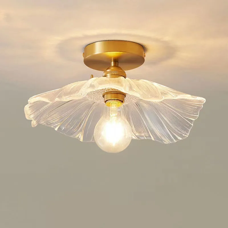 

All-copper light luxury entrance light lotus leaf cloakroom balcony ceiling corridor entrance hall