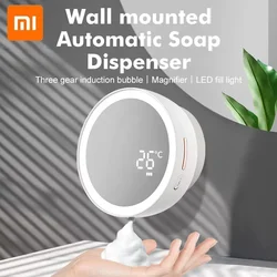 2024 Xiaomi mijia Liquid Foam Soap Dispensers HD Magnifying Glass LED Fill Light Temperature Display Hand Wash Automatic Soap