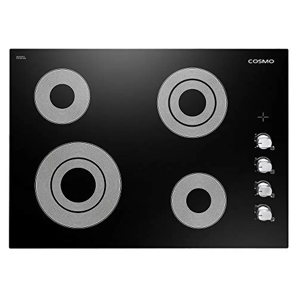 Electric 4-Burner Ceramic Glass Cooktop with Dual Zone Elements and Hot Surface Indicator Modern Design Safe and Efficient