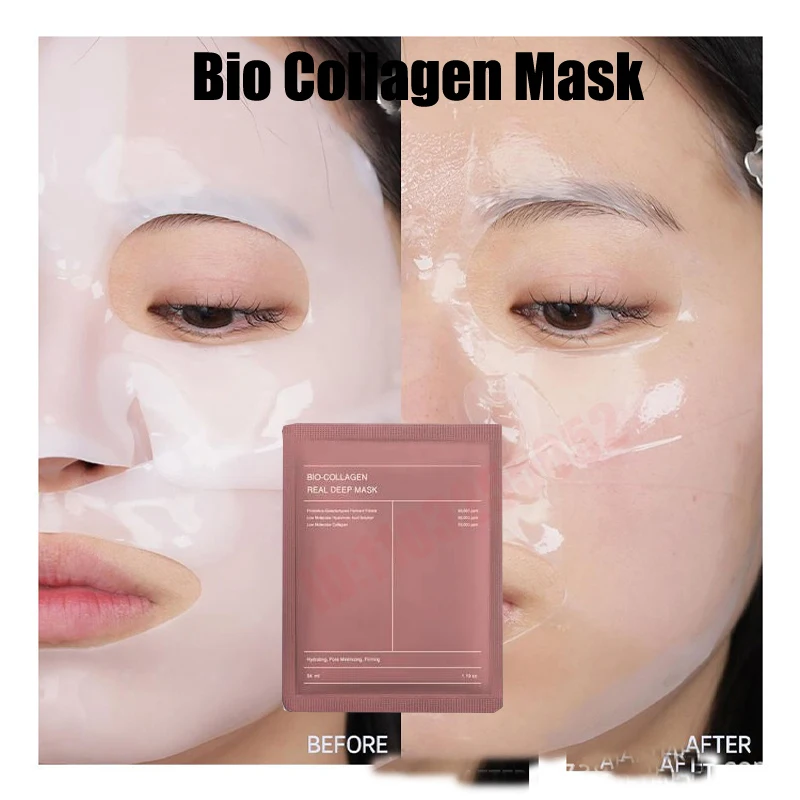 Máscara De Overnight De Colágeno Profundo, As Máscaras De Folha Facial De Colágeno Real, Baixo Peso Molecular, Elasticidade, Refirmante, Hidratante