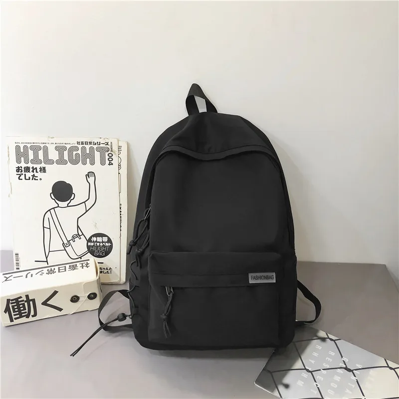 Minimalist Solid Color Large Capacity Lightweight Nylon Teen Student Unisex Backpack School Travel Dual Use Casual Everyday 2025