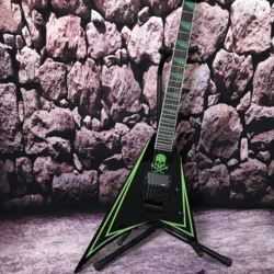 factory custom electric guitar  tremolo system active pickup green line