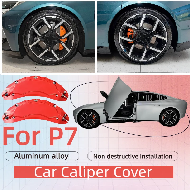 2020-2024 ل XPENG P7 سيارة غطاء فرجار الفرامل سبائك الألومنيوم الجبهة الخلفية عجلة تعديل الخارجي عدة