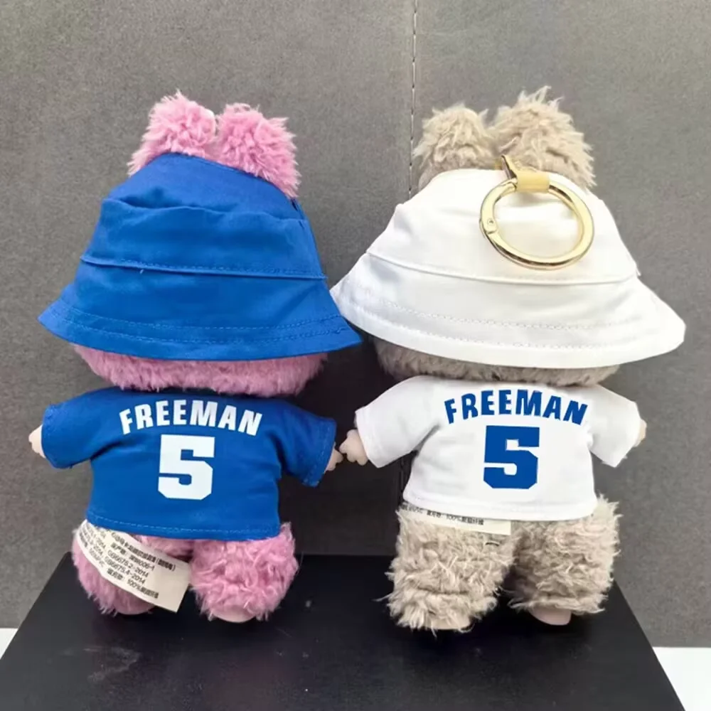 17 سنتيمتر ملابس دمى مناسبة ل labubu ، العلامة التجارية العصرية نفس القميص الرقمي الأزرق والأبيض مجموعة قبعات هدية للأطفال أو البالغين (لا دمية) #3