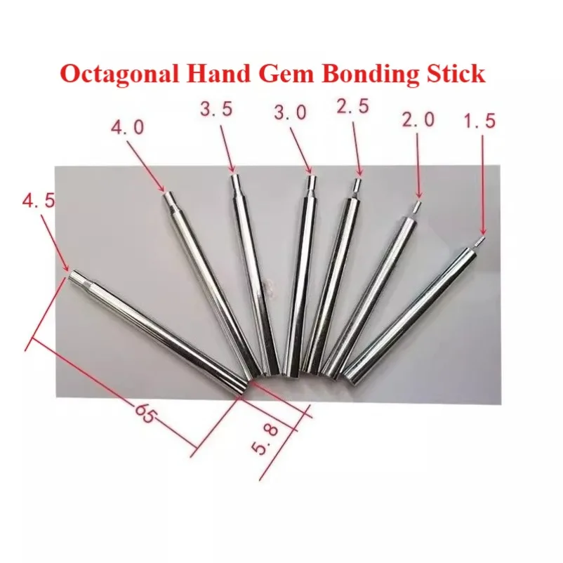 50pcs Octagonal Hand Gem Bonding Stick 65/80mm Length 5.8 Diameter Iron Rod Jewelry Grinding & Fixing Tool