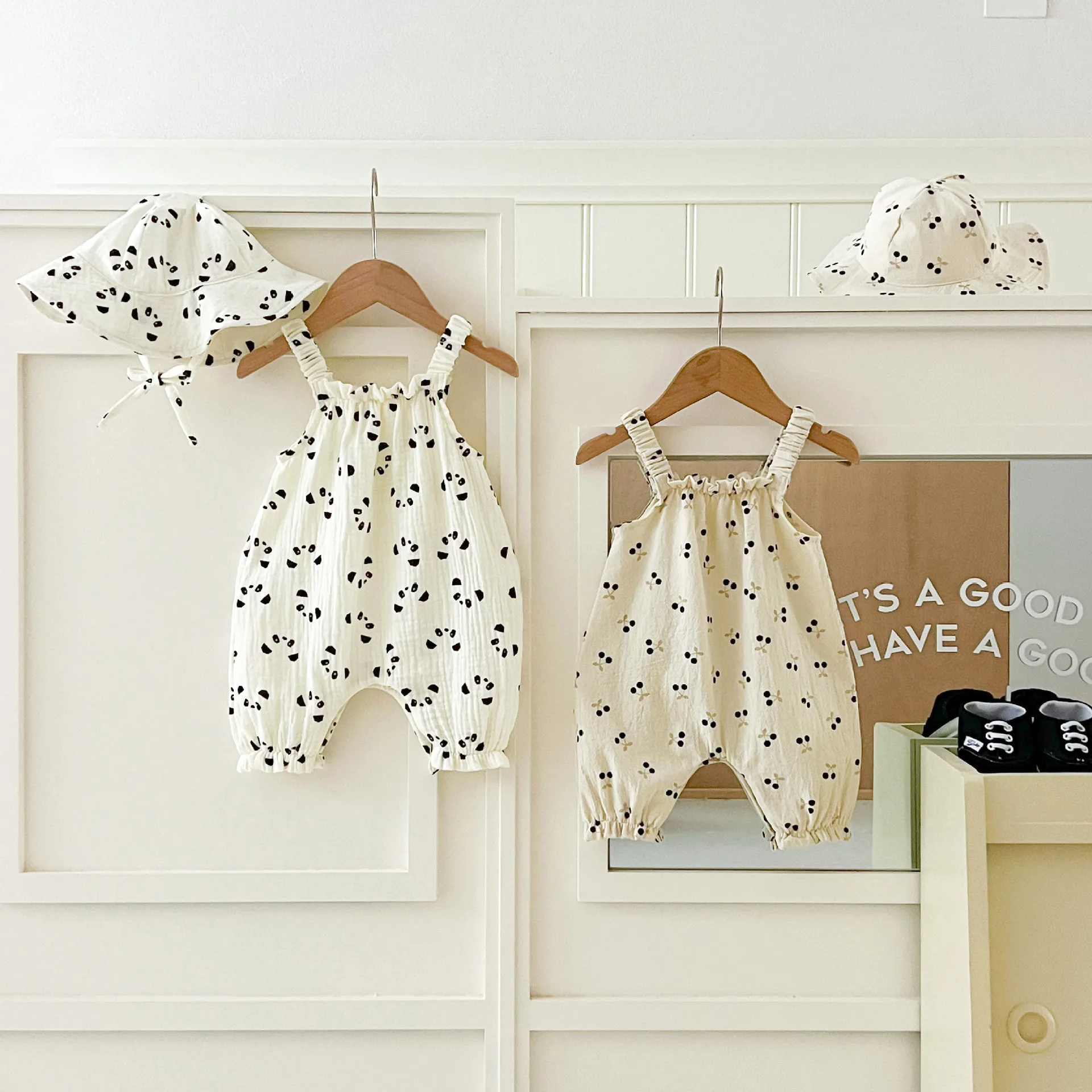 2026 Summer New Baby Girl Sleeveless Sling Romper + Fisherman Hat Newborn Thin Cotton Jumpsuit For Boy Girl Toddler Clothes