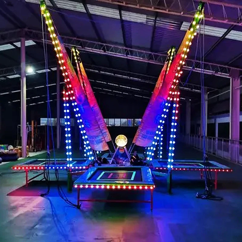 China Cheap New Design 4 Persons Bungee Trampoline Ride Children Play Ground Equipment Light Jumping for Children