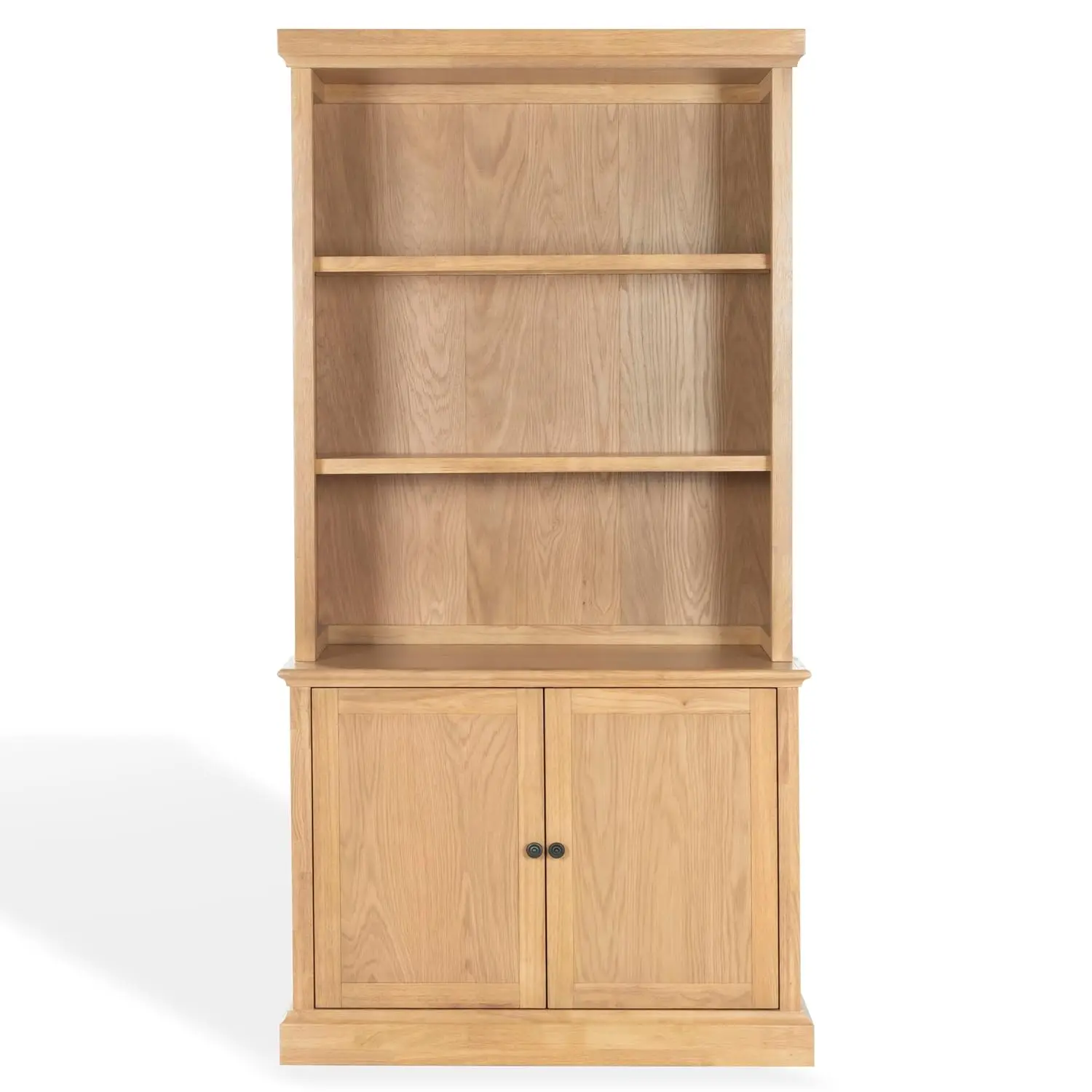 Couture Collection - Haylina Natural Wood 4-Shelf Bookcase with Cabinet Storage, Modern Oak Veneer Display & Organizer (SFV4237B