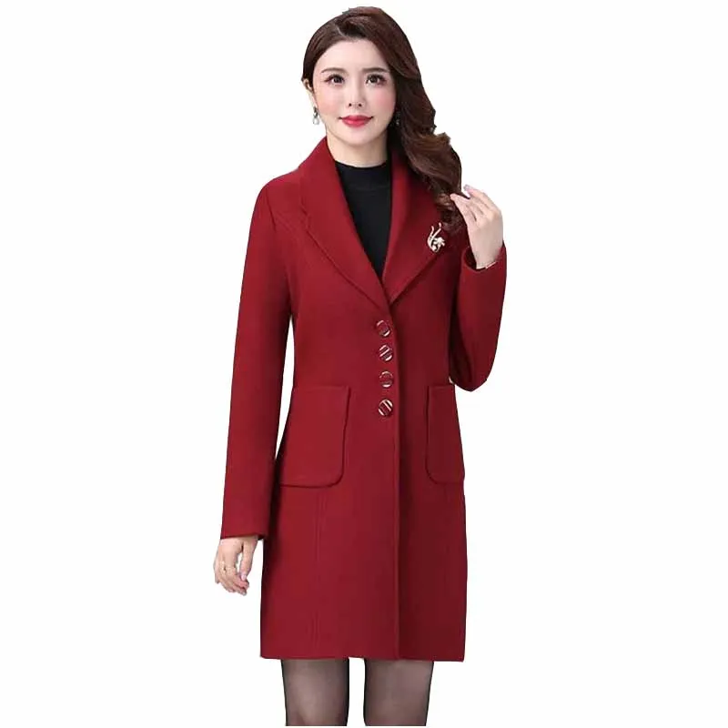 

Nice Fashion Woolen Coat Middle-aged Women Autumn Winter Add Cotton Warm Jacket Slim Outwear Casual Tops Female KW302