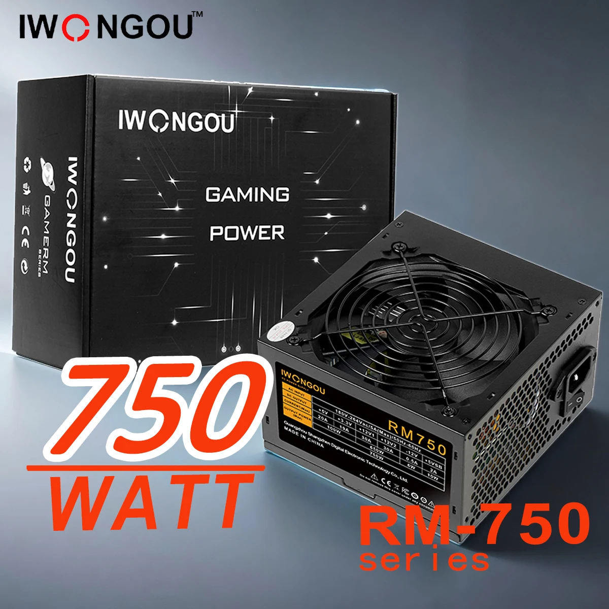 

IWONGOU RM 750 Вт Блок питания для ПК Черный игровой тихий вентилятор 120 мм 24pin 220 В ATX Блок питания для настольного компьютера