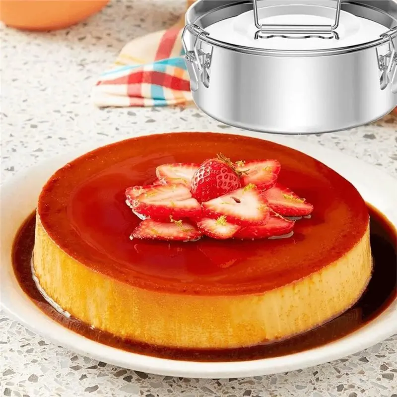 M11K-Flan Pan Flaneramold, Stainless Steel Flan Mold With Lid - Flan Maker For 6 Quart Pot Electric Stovetop
