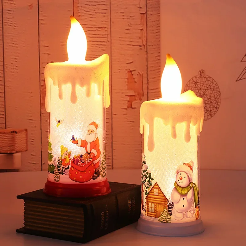4Pcs/Lots LED simulation flame candle Santa snowman decorative night light cross-border new Christmas decorative candle