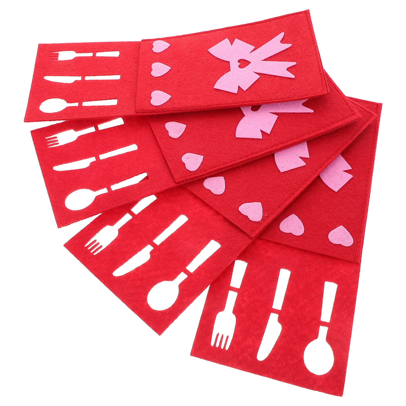 

4 Pcs Cutlery Set Silverware Holder Tableware Utensil Sleeve Felt Fabric Candy Bag Valentine Day Wedding Party