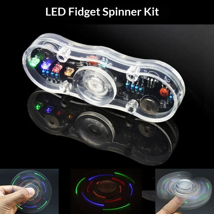 LED Fidget Spinner DIY Kit, Colorful Light-Emitting Diode Electronic Training Loose Parts, POV Rotation