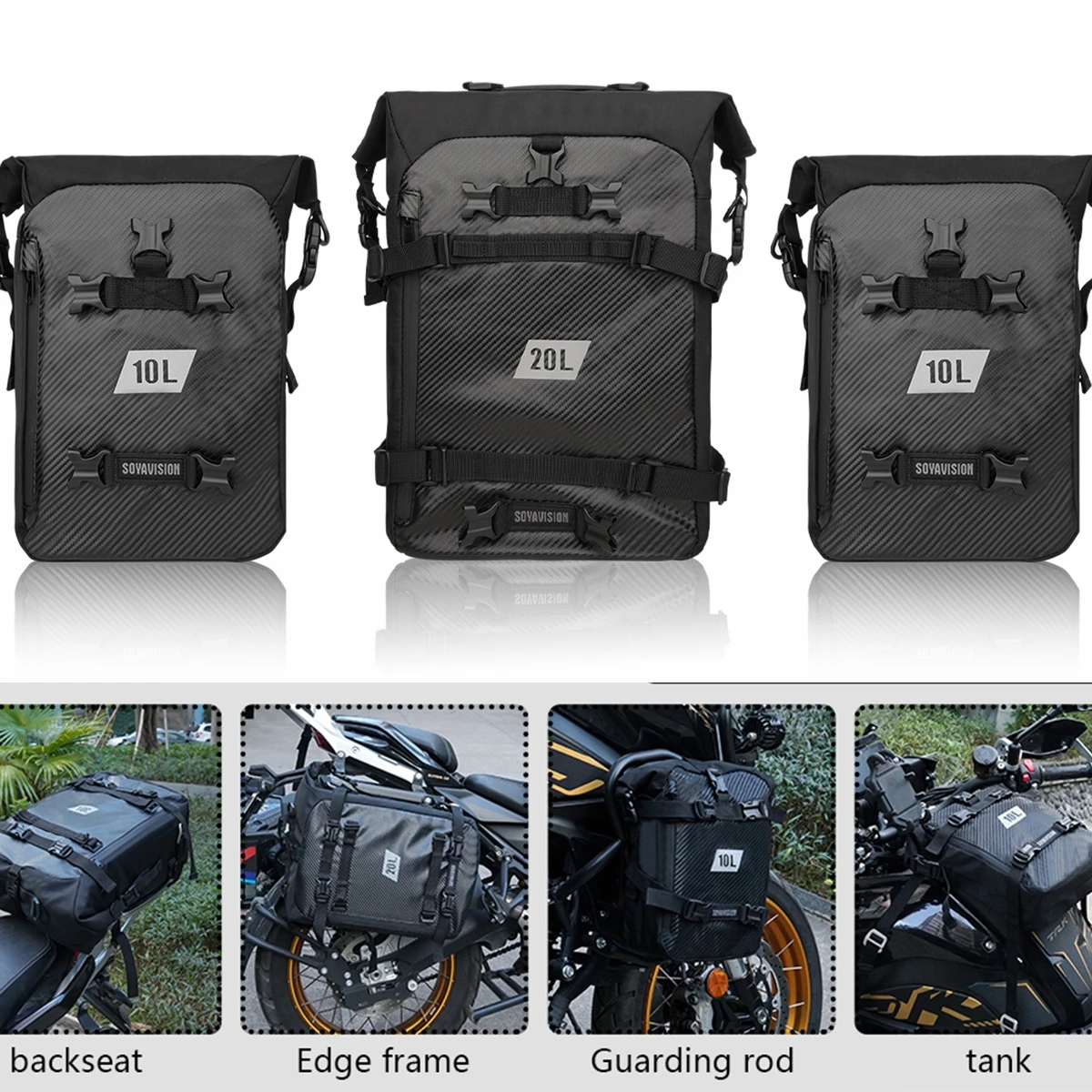 Motorcycle Top Box Bag Waterproof Cycling Backpack 6L-8L 10L 20L 30L Motor Side Saddle Pack Travel Luggage Box Accessories