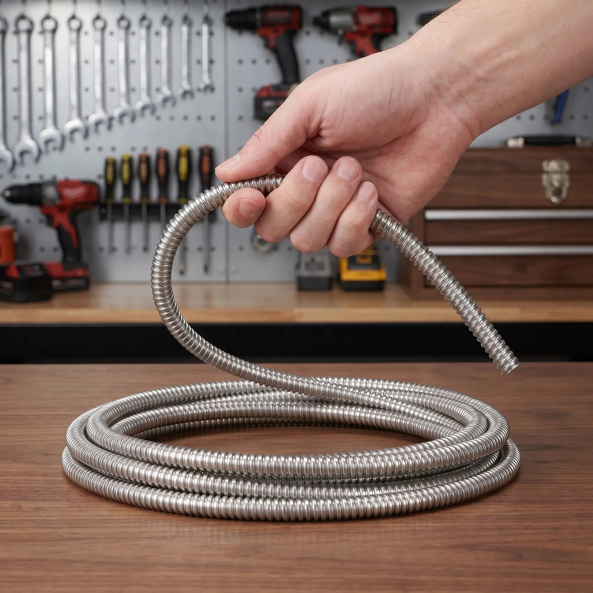13.1ft Steel Flexible Conduit Metal Cable Protector Weatherproof Electrical Wire Sleeve Stainless Steel Corrugated Tubing Heavy