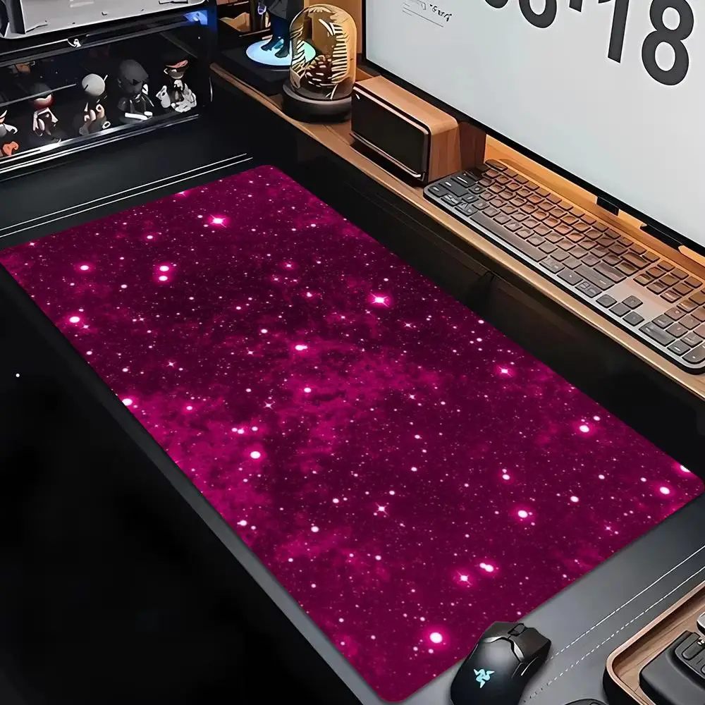 Large Shiny Glitter Starry Galaxy Mouse Pad XXL Colorful Sparkle Desk Mat Non-Slip Rubber Keyboard Pad For PC Desktop Gamer