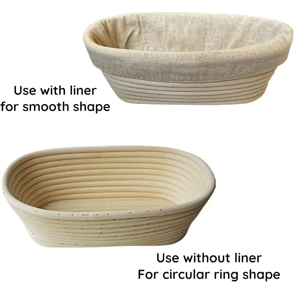 10-Zoll-Rattan-Gärkorb, 2er-Set, Sauerteigbrot-Backset, handwerkliches Brotbackwerkzeug, langlebiges, natürliches Material