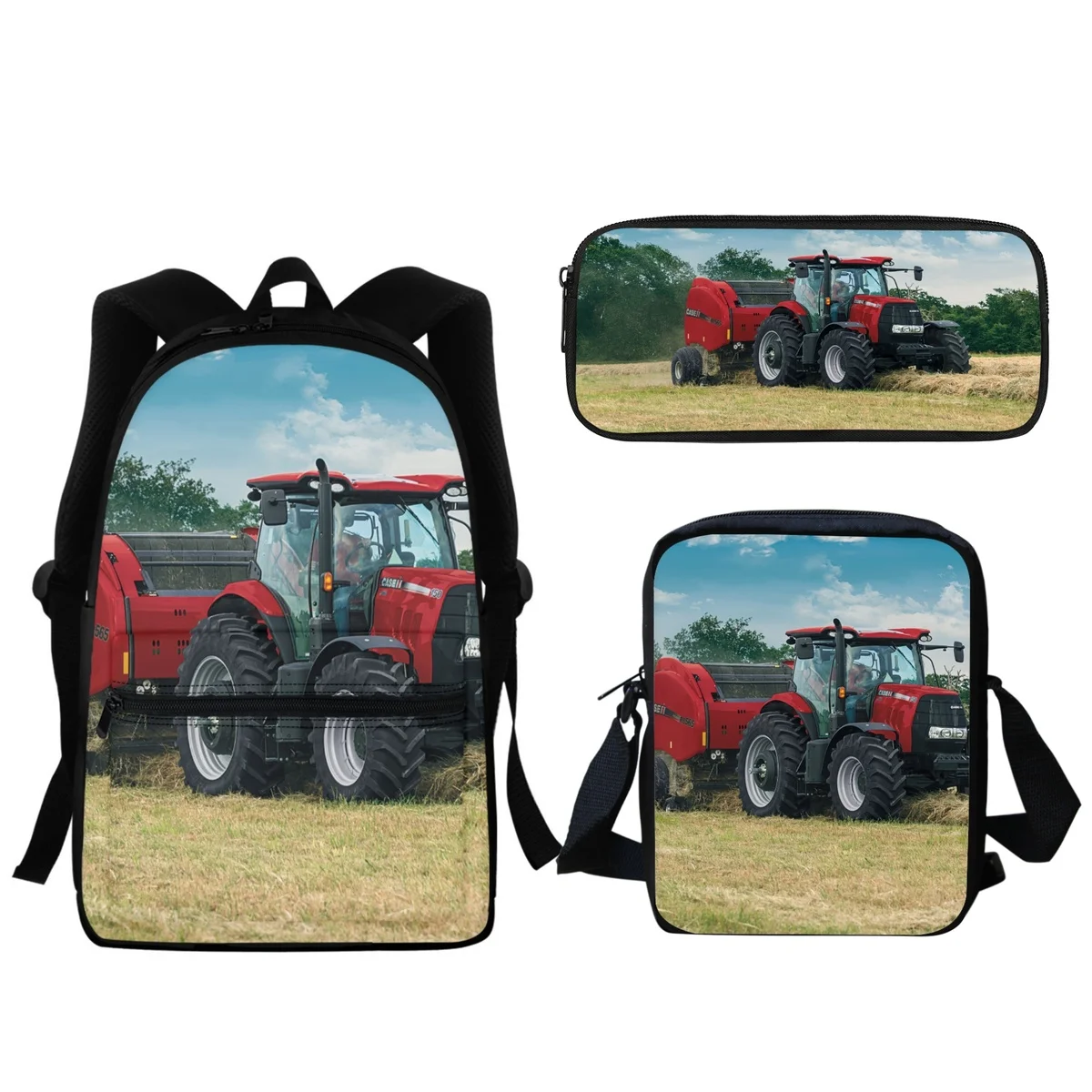 Farm Tractor Printed Backpack Kindergarten Children Boys Girls Zipper BookBags Back to School Gift Lunch Messenger Bag Mochila