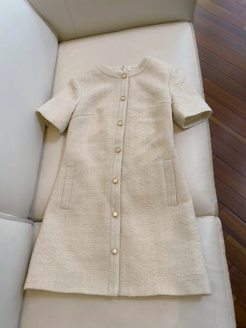 G-Home 2025 خريف جديد الراقية المرأة Faion Dr Chic Ladylike Sle ort Sve عالية الخصر ألف خط تنورة ثوب مسائي