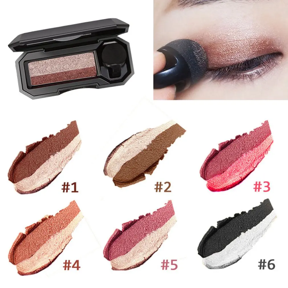 DNM Double Color Lazy Eyeshadow with Mirror Small Mushroom Head Eye Shadow Brush Women Waterproof Two-color Eye Makeup Cosmetics