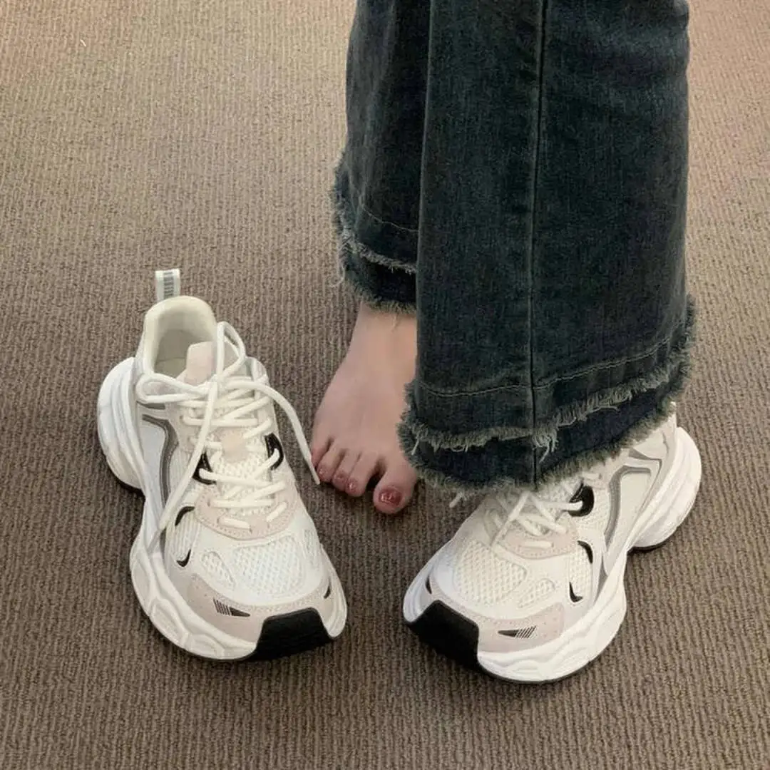 

2025 New Women's Versatile Thick Soled Casual Sneakers Shoes Breathable Mesh Casual Sneakers Height Increasing Design