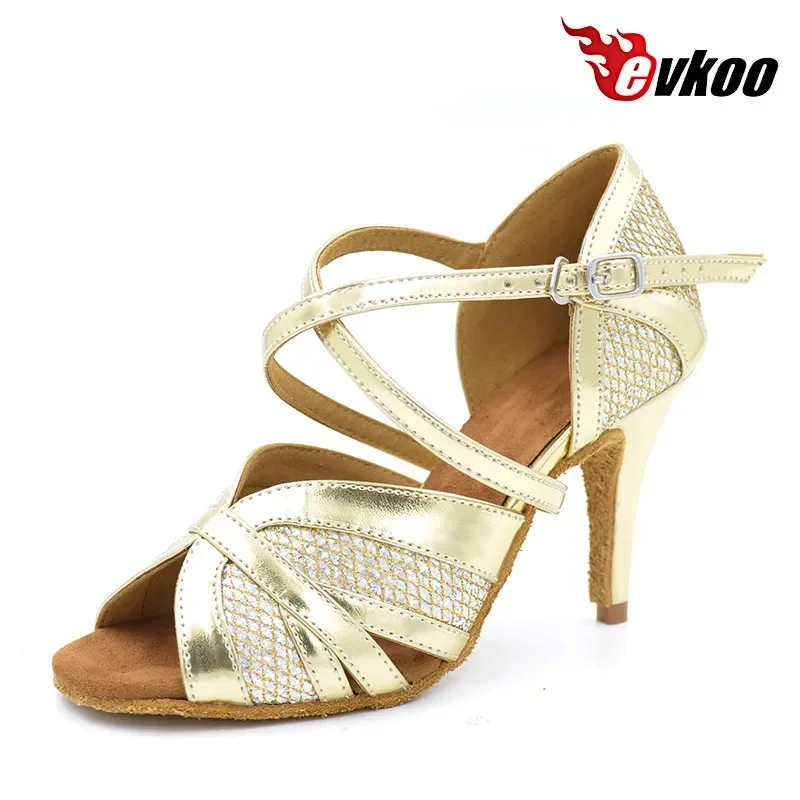 

Practice Women Dance Shoes Gold Salsa Ballroom Shoes 8.5cm Heeled Latin Dance Shoes Glitter Club Party Dancing Shoes for Girls