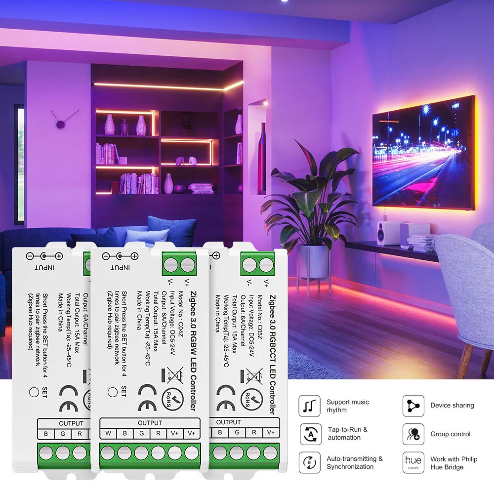 Zigbee Tuya LED Controller RGB RGBW CCT LED Strip Controller Support Alexa  Google Assistance Voice Control 1/2/3/4/5Channel