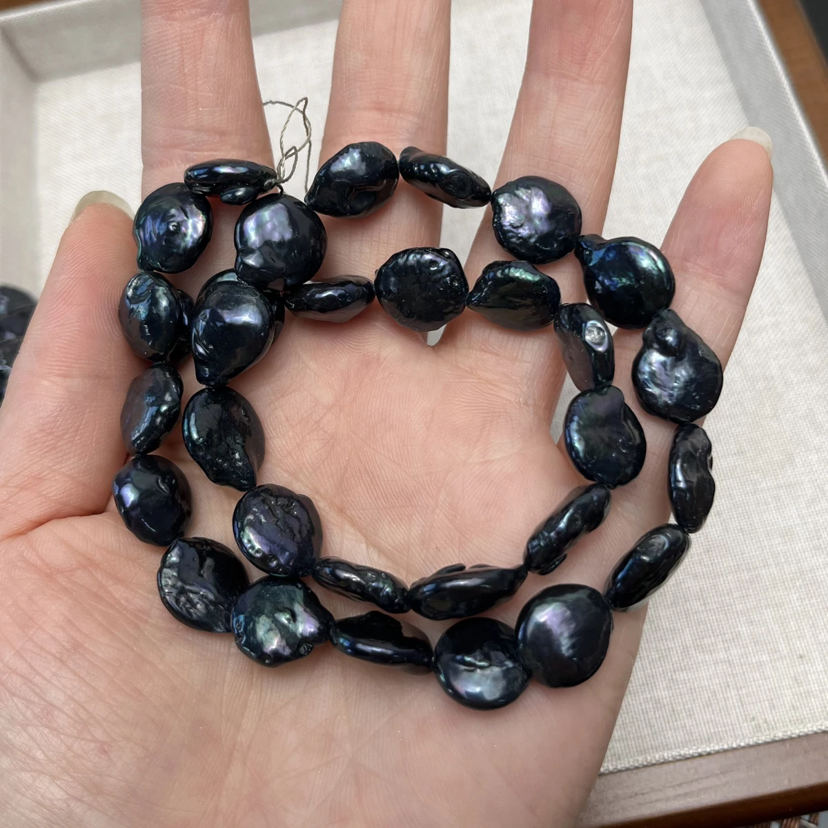 10-11mm Black Baroque Natural Pearl Button-Shaped Semi-Finished Beads for Jewelry Making DIY Necklace Bracelet Accessories 36cm