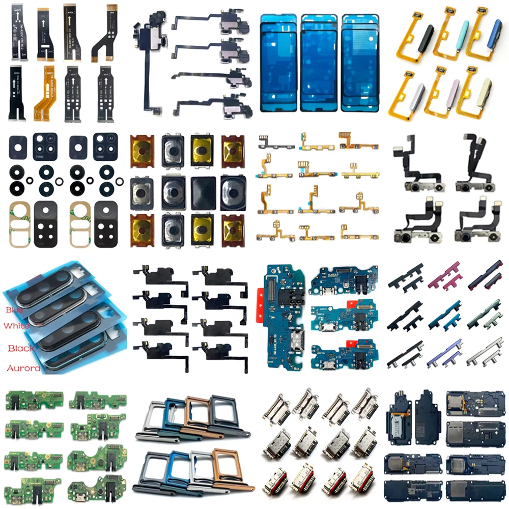 

500Pcs，USB Charge Board Power Volume Button Main Speaker Earpiece Fingerprint Back Front Camera Lens Sim Tray Flex Cable Link