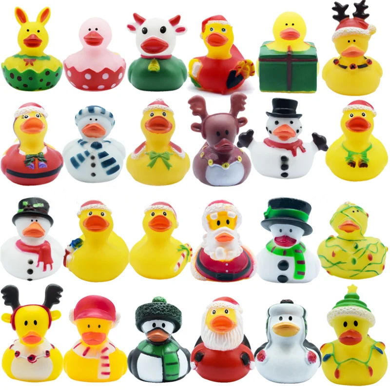 6-30 Stuks Kerst Rubber Eend Kinderen Baby Bad Speelgoed Eend Water Speelgoed Feest Decoratie Lijm Eenden Cadeau Voor Kinderen