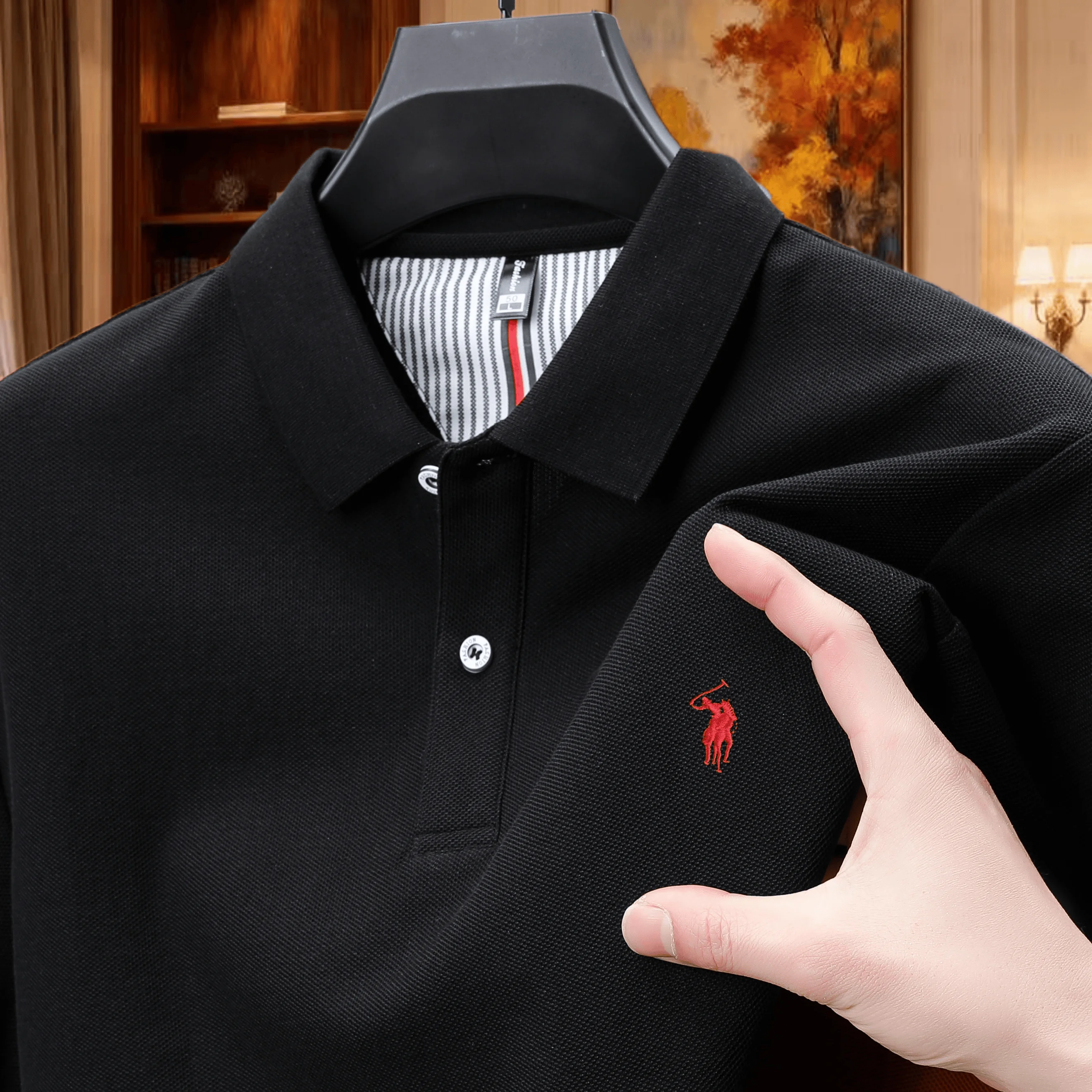 Nouveau Polo d'été en Coton Brodé Paul Pony, Texture Luxe Léger, Confortable, Respirant, Manches Cou
