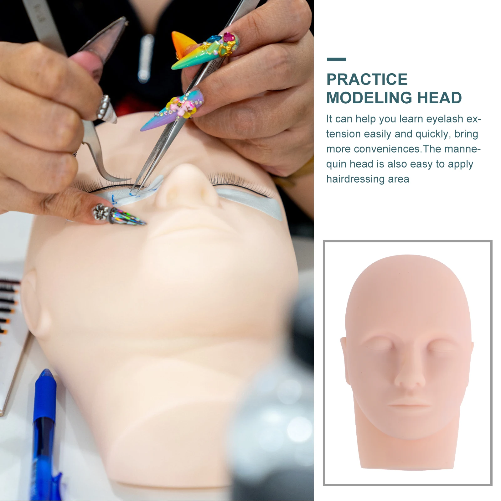 

Eyelash Mold Mannequin Model Makeup Training Practice Head for Lash Extensions Beauty Salon Cosmetology Mannequin Head